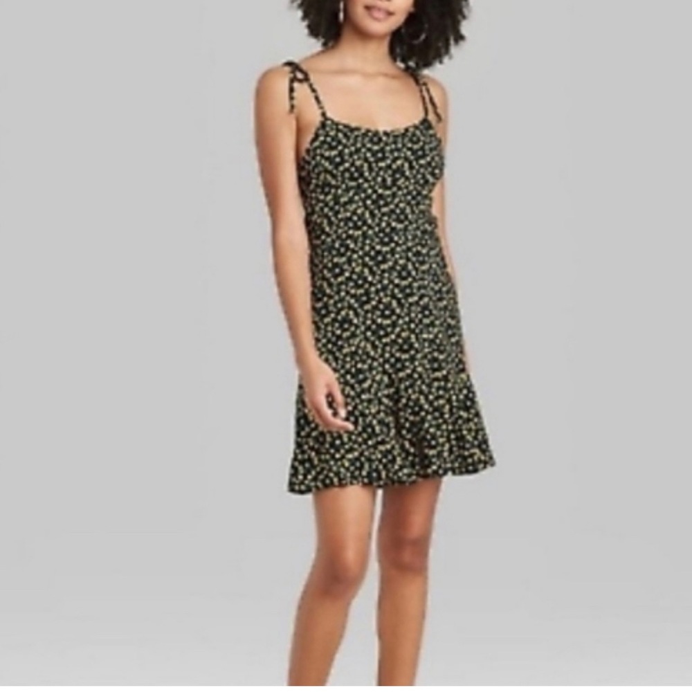 Wild Fable Black Yellow Lemon Print Mini Women's Dress Size Large